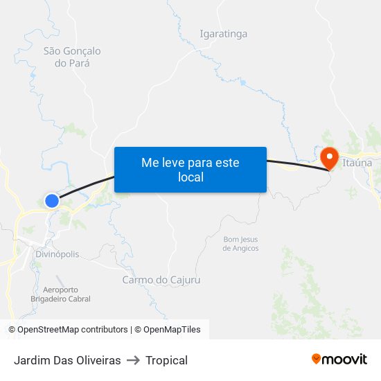 Jardim Das Oliveiras to Tropical map