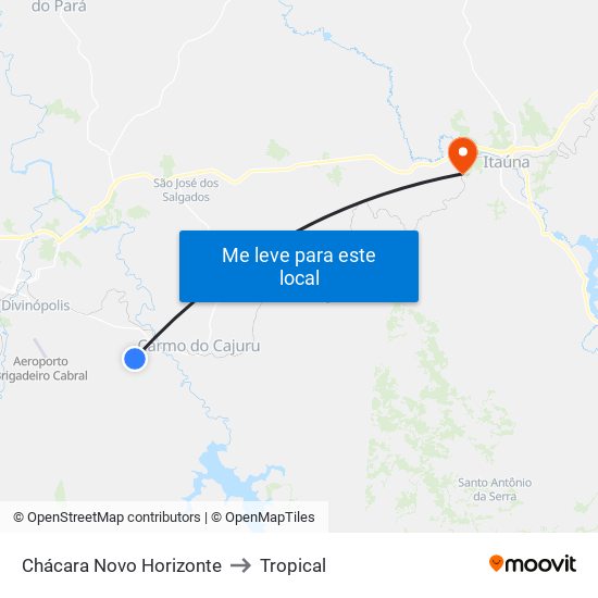 Chácara Novo Horizonte to Tropical map
