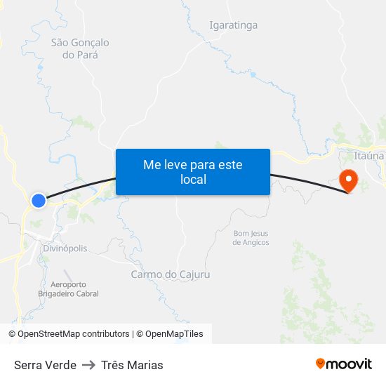 Serra Verde to Três Marias map