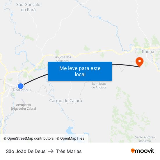 São João De Deus to Três Marias map