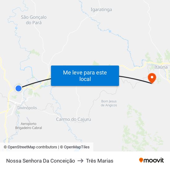 Nossa Senhora Da Conceição to Três Marias map