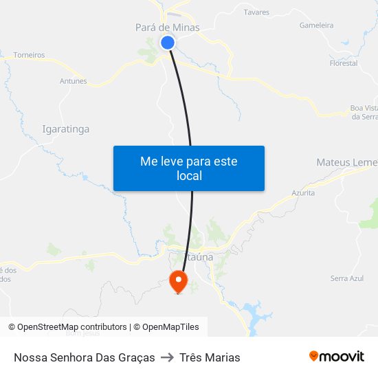 Nossa Senhora Das Graças to Três Marias map