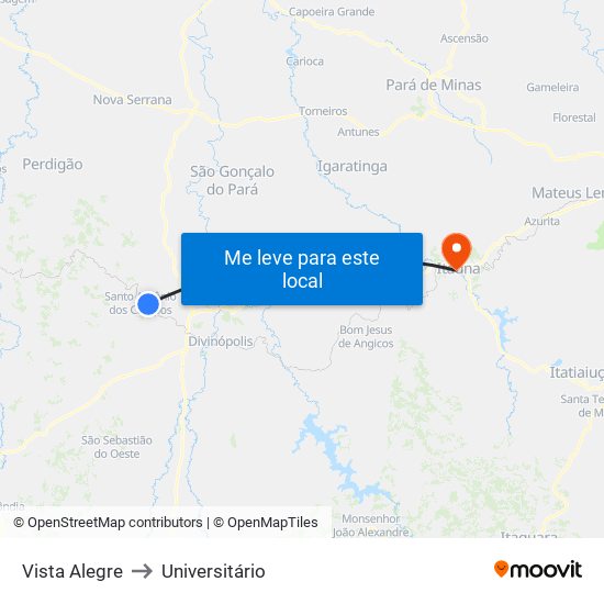 Vista Alegre to Universitário map