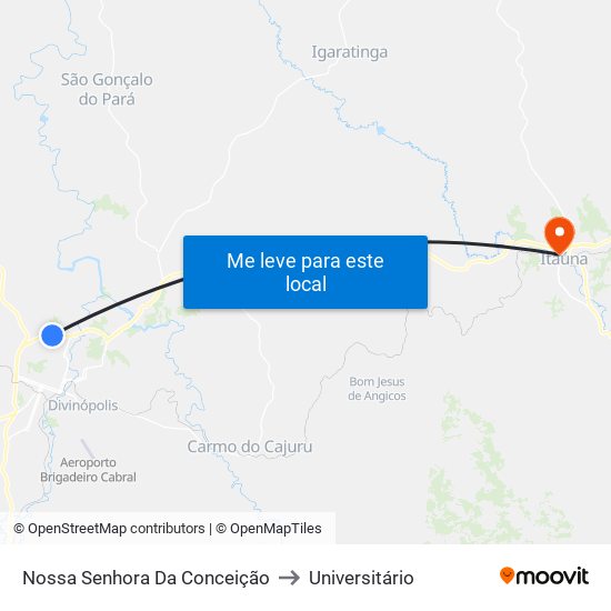 Nossa Senhora Da Conceição to Universitário map