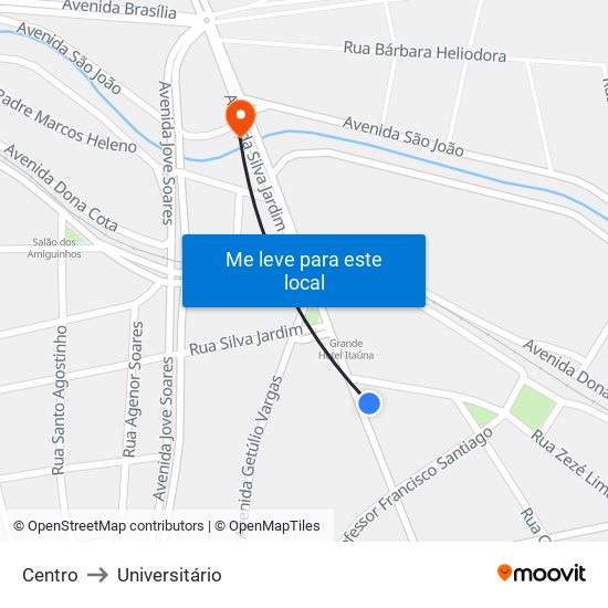 Centro to Universitário map