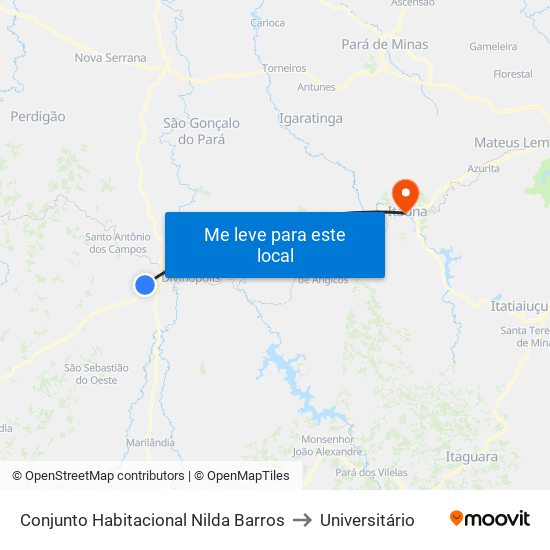 Conjunto Habitacional Nilda Barros to Universitário map