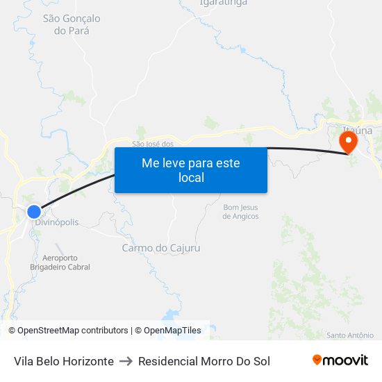 Vila Belo Horizonte to Residencial Morro Do Sol map