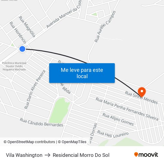 Vila Washington to Residencial Morro Do Sol map