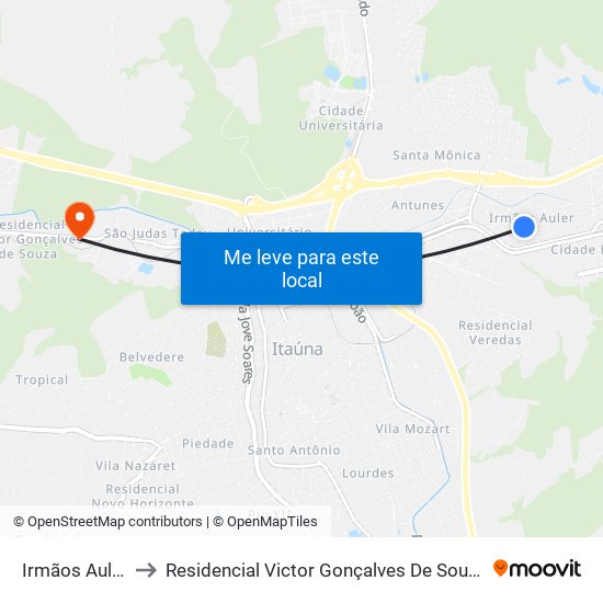 Irmãos Auler to Residencial Victor Gonçalves De Souza map