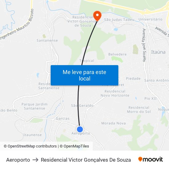 Aeroporto to Residencial Victor Gonçalves De Souza map