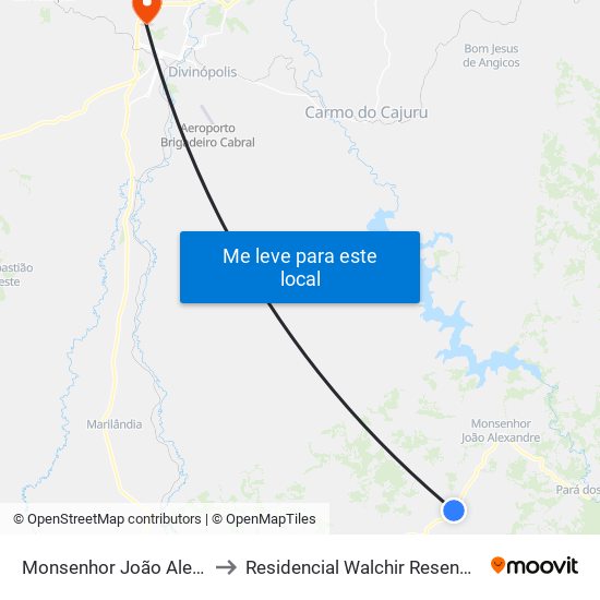 Monsenhor João Alexandre to Residencial Walchir Resende Costa map