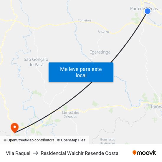 Vila Raquel to Residencial Walchir Resende Costa map