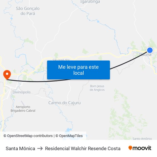 Santa Mônica to Residencial Walchir Resende Costa map