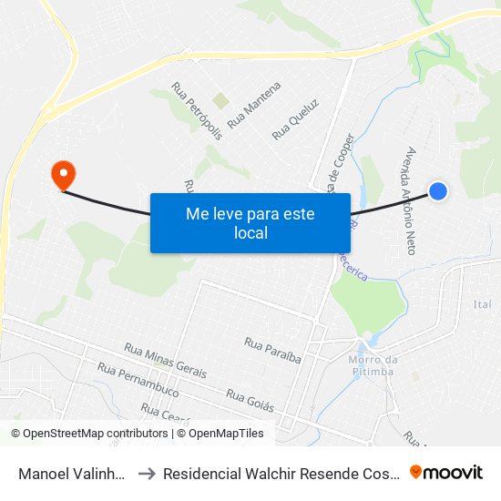 Manoel Valinhas to Residencial Walchir Resende Costa map