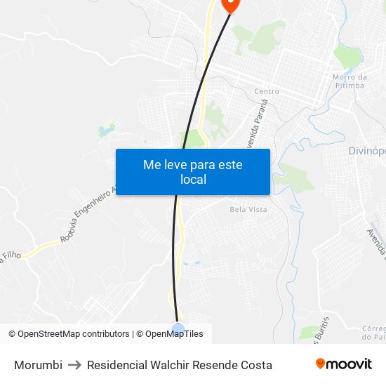 Morumbi to Residencial Walchir Resende Costa map