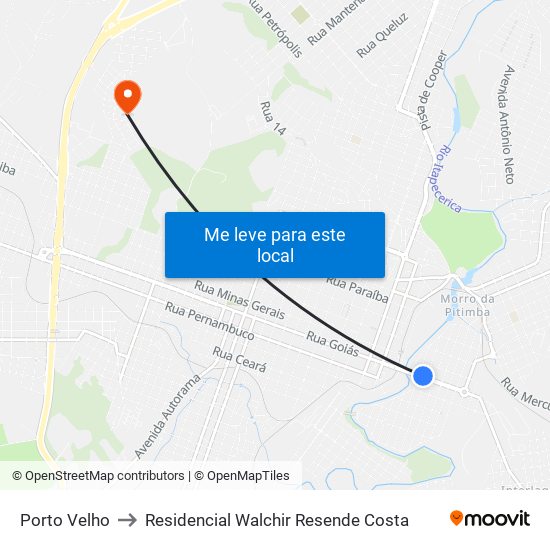 Porto Velho to Residencial Walchir Resende Costa map