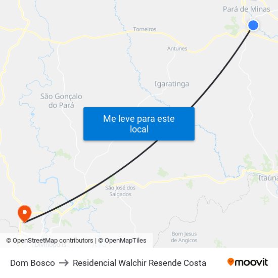 Dom Bosco to Residencial Walchir Resende Costa map