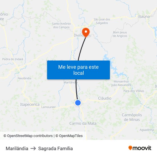 Marilândia to Sagrada Família map
