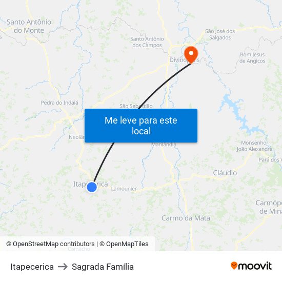 Itapecerica to Sagrada Família map