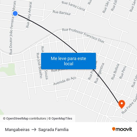 Mangabeiras to Sagrada Família map