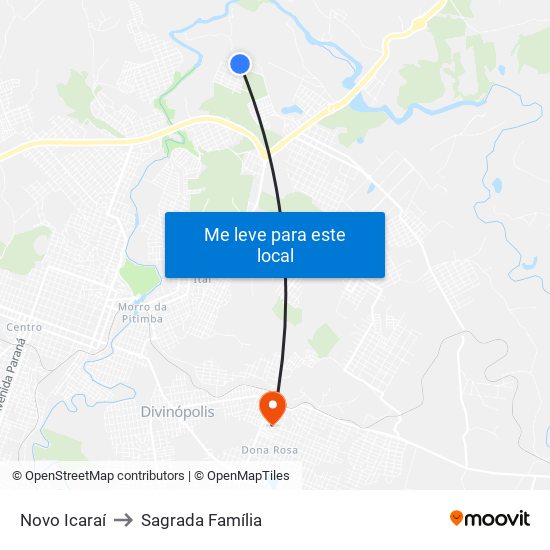 Novo Icaraí to Sagrada Família map