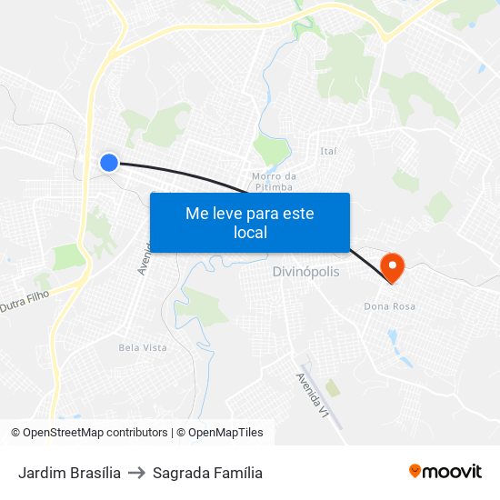 Jardim Brasília to Sagrada Família map