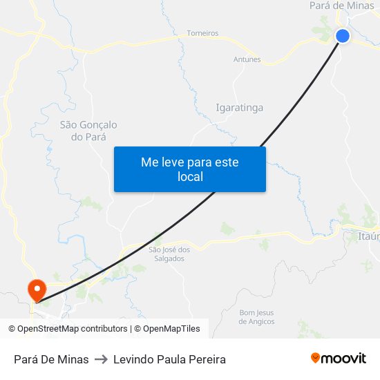 Pará De Minas to Levindo Paula Pereira map