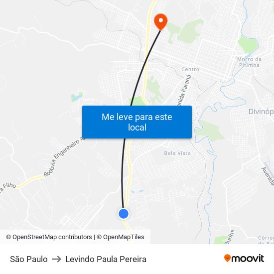 São Paulo to Levindo Paula Pereira map