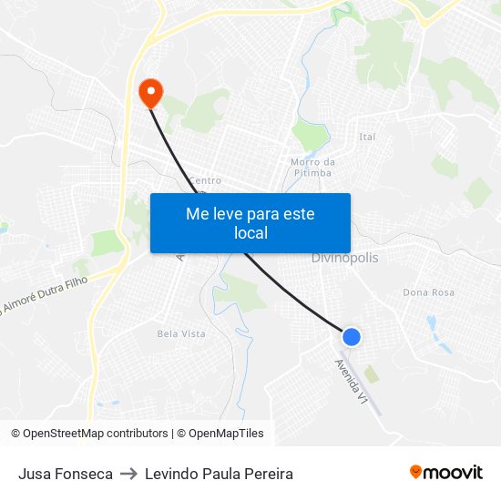Jusa Fonseca to Levindo Paula Pereira map
