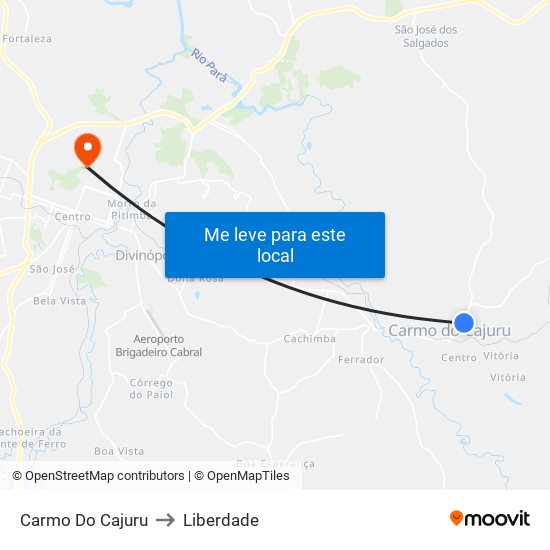 Carmo Do Cajuru to Liberdade map
