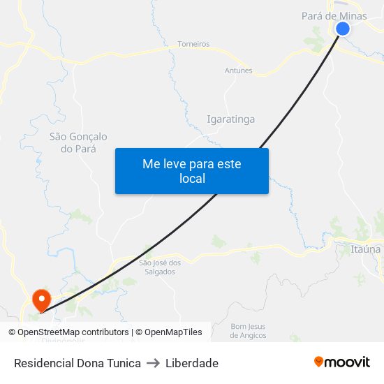 Residencial Dona Tunica to Liberdade map