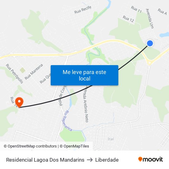 Residencial Lagoa Dos Mandarins to Liberdade map