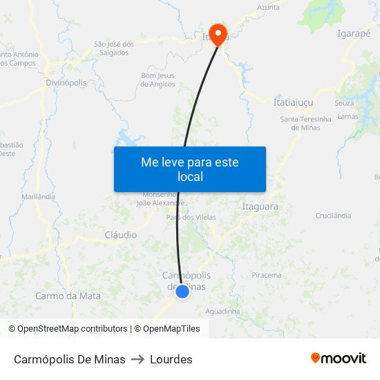 Carmópolis De Minas to Lourdes map