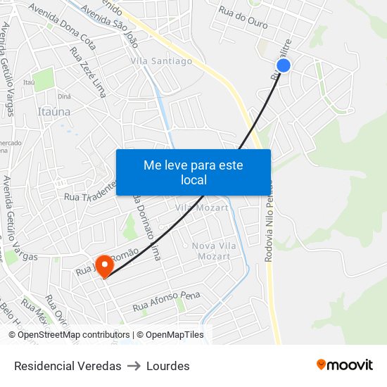 Residencial Veredas to Lourdes map