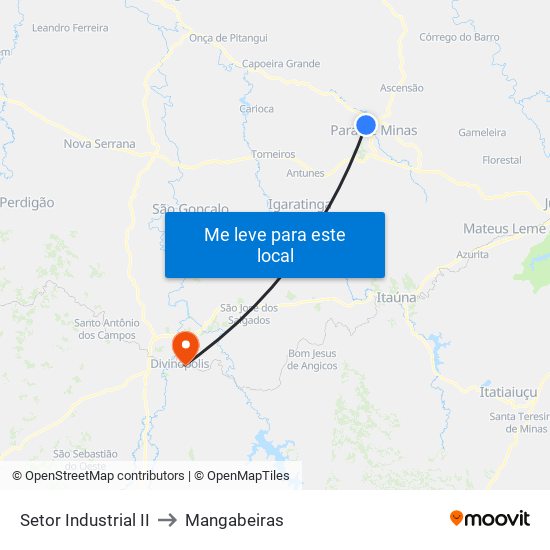 Setor Industrial II to Mangabeiras map