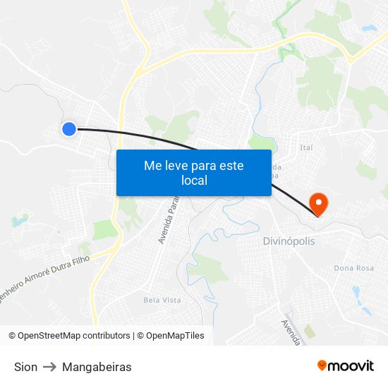 Sion to Mangabeiras map