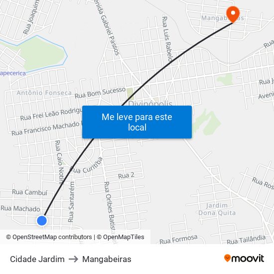 Cidade Jardim to Mangabeiras map