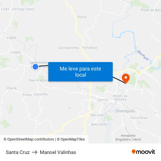 Santa Cruz to Manoel Valinhas map