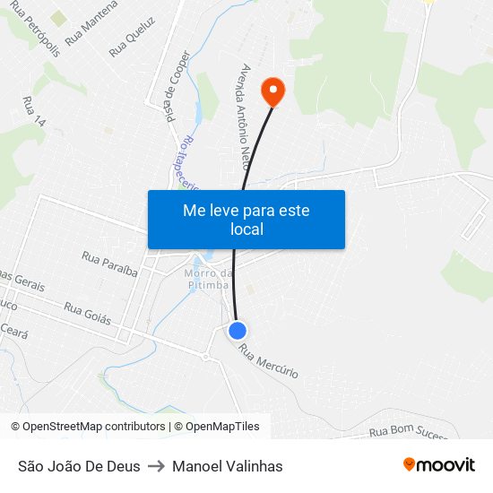 São João De Deus to Manoel Valinhas map