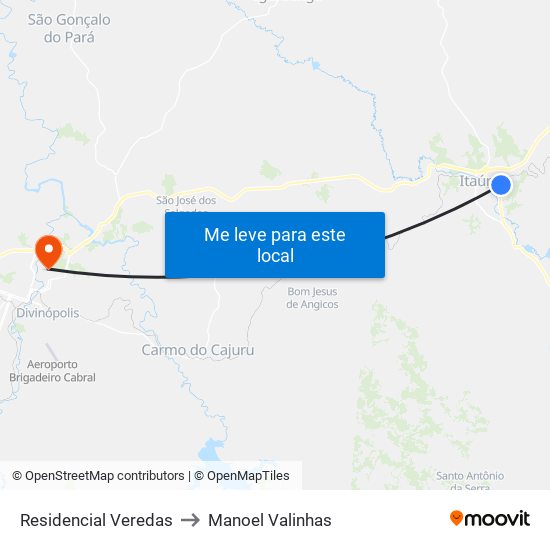 Residencial Veredas to Manoel Valinhas map