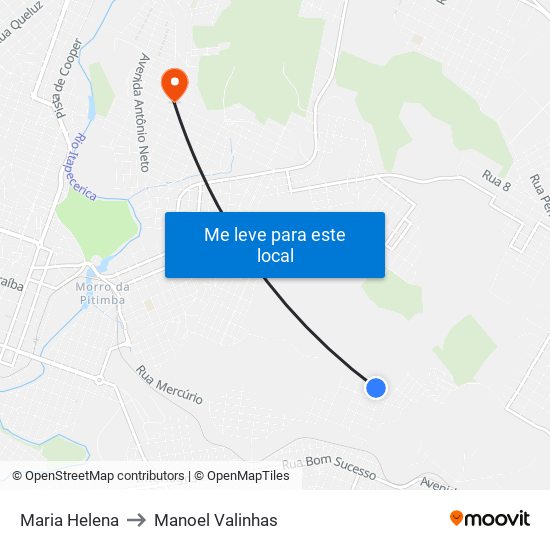Maria Helena to Manoel Valinhas map