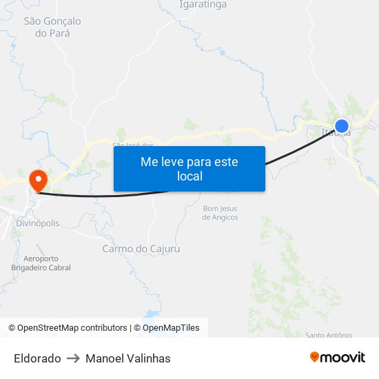 Eldorado to Manoel Valinhas map