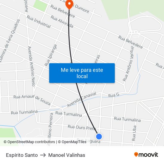 Espírito Santo to Manoel Valinhas map