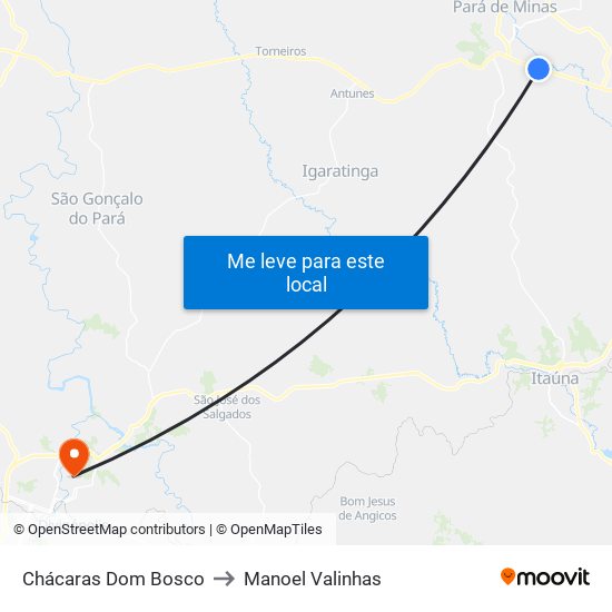Chácaras Dom Bosco to Manoel Valinhas map