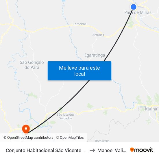 Conjunto Habitacional São Vicente De Paulo to Manoel Valinhas map