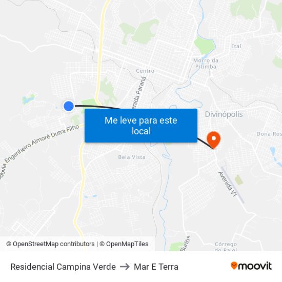 Residencial Campina Verde to Mar E Terra map