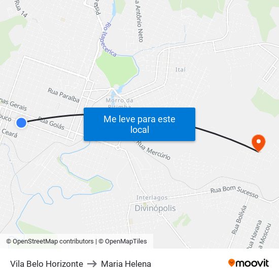 Vila Belo Horizonte to Maria Helena map
