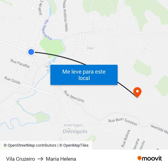 Vila Cruzeiro to Maria Helena map