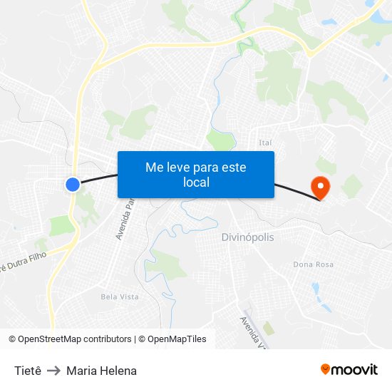 Tietê to Maria Helena map