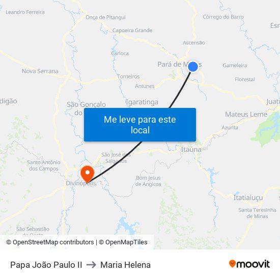 Papa João Paulo II to Maria Helena map